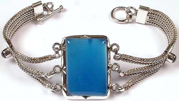 Blue Chalcedony Bracelet with Garnet