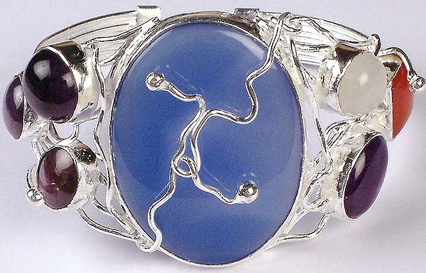 Blue Chalcedony Designer Bracelet with Gemstones
