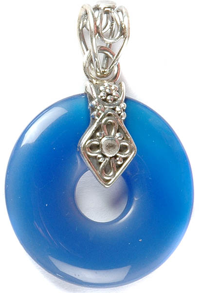 Blue Chalcedony Donut Pendant