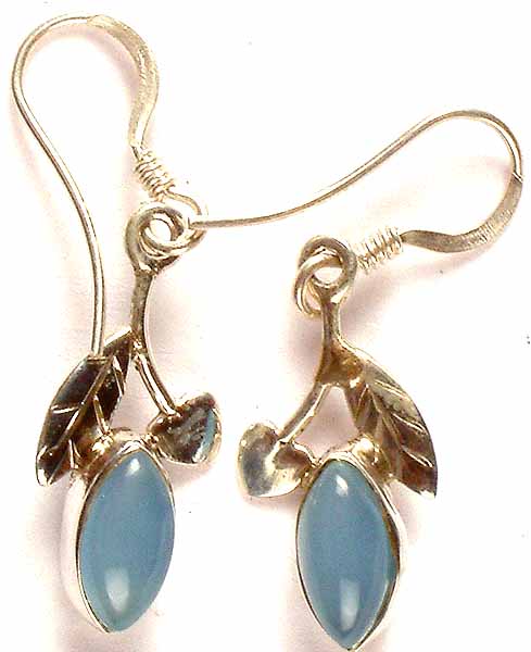 Blue Chalcedony Earrings with Leaf