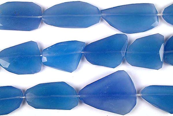 Blue Chalcedony Faceted Flat Tumbles