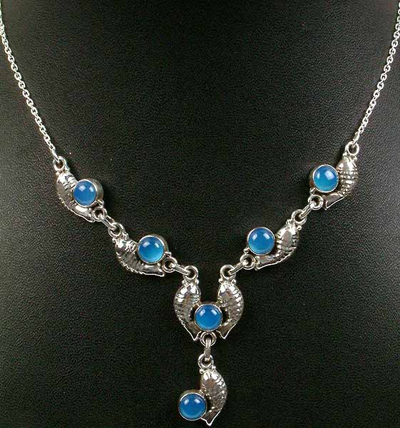 Blue Chalcedony Fish Necklace
