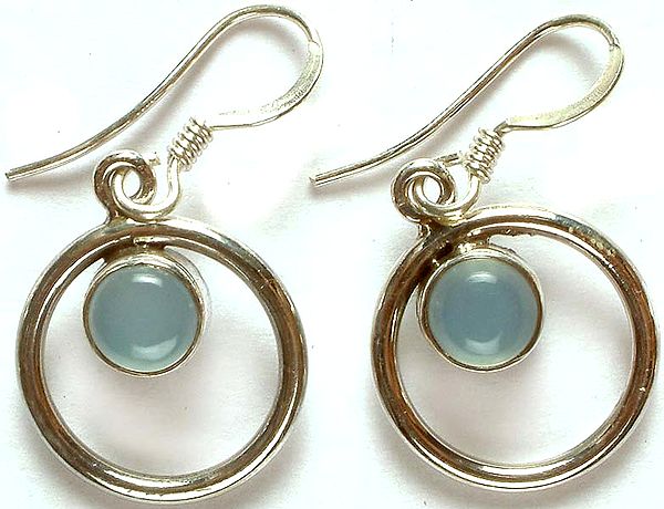 Blue Chalcedony Hoop Earrings