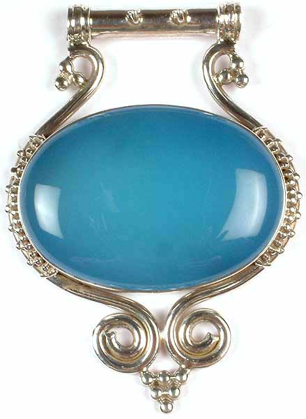 Blue Chalcedony Mughal Pendant