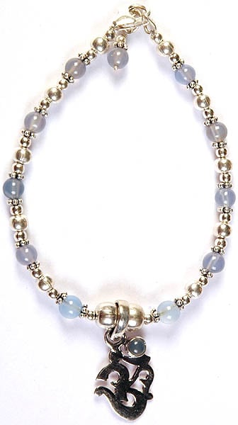 Blue Chalcedony Om (AUM) Bracelet