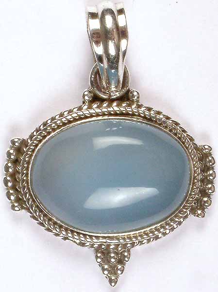 Blue Chalcedony Oval Pendant