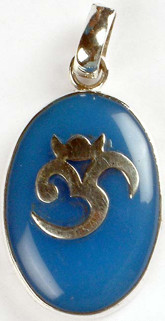 Blue Chalcedony Pendant with Om