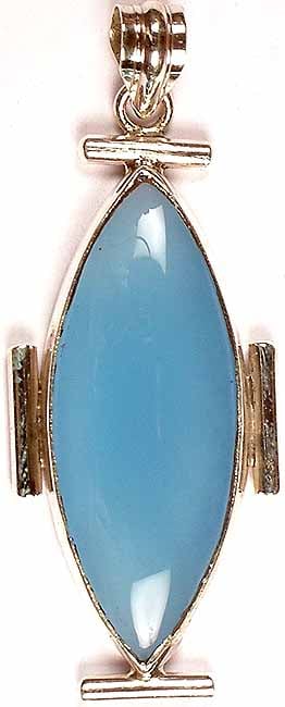 Blue Chalcedony Pointed Oval Pendant