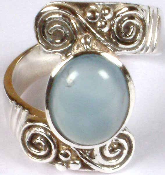 Blue Chalcedony Ring with Spiral