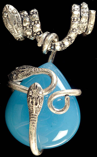 Blue Chalcedony Teardrop Serpent Pendant