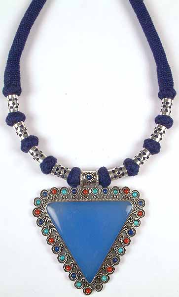 Blue Chalcedony Yoni Necklace