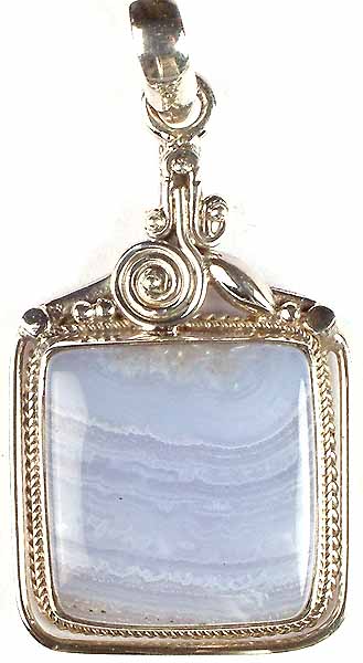 Blue Lace Agate Pendant with Spiral