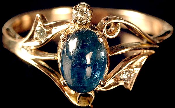 Blue Sapphire Handcrafted Finger Ring with Diamonds