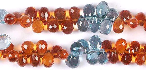 Blue Topaz and Citrine Faceted Drops