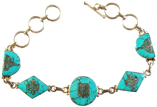 Buddhist Auspicious Symbols Inlay Bracelet