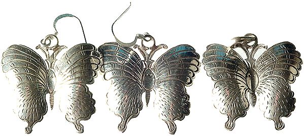 Butterfly Pendant with Earrings Set