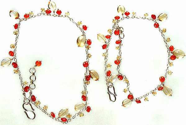 Carnelian and Citrine Anklets (Price Per Pair)