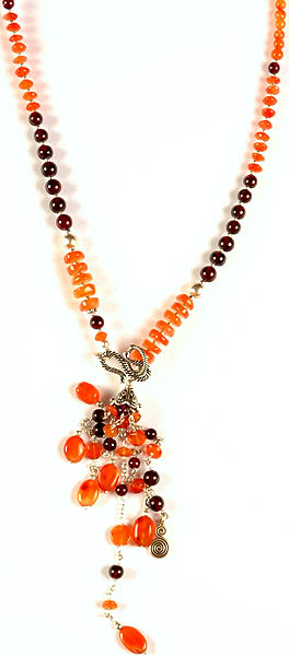 Carnelian and  Garnet Necklace with Shower