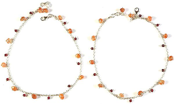 Carnelian Anklets with Garnet (Price Per Pair)