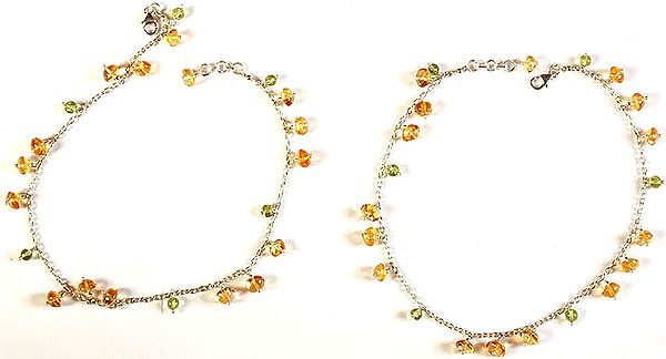 Carnelian Anklets with Peridot (Price Per Pair)
