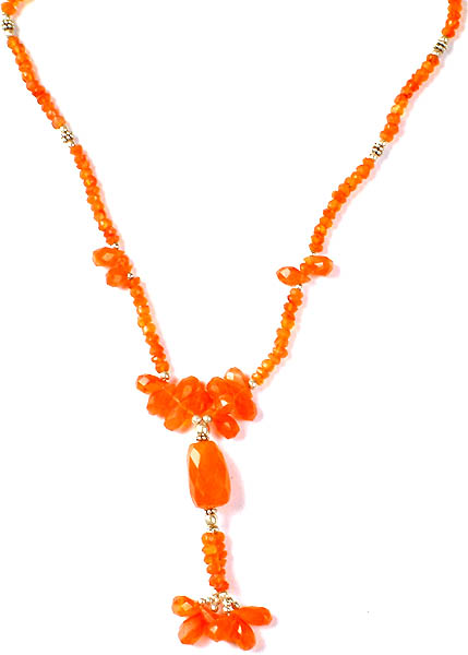 Carnelian Beaded Necklace with Central Bunch