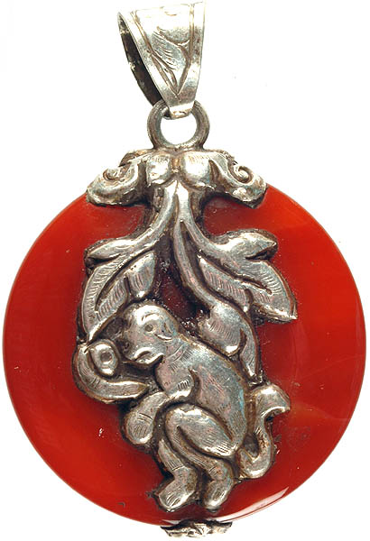 Carnelian Illustrated with Monkey Motif from the Jataka Tales