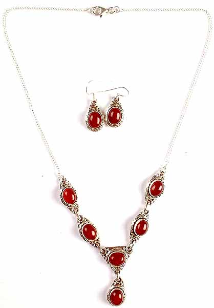 Carnelian Necklace & Earring Set