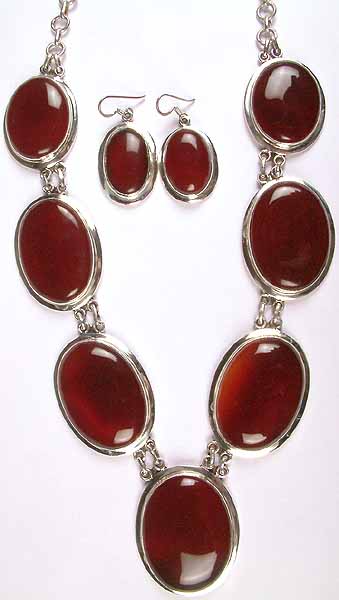 Carnelian Necklace & Earrings Set