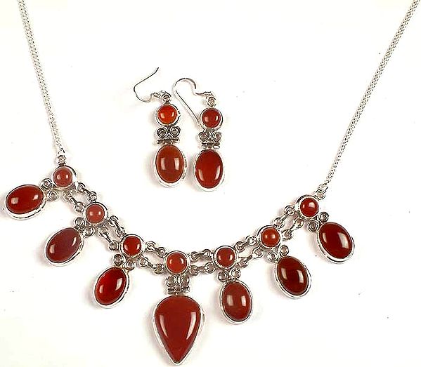 Carnelian Necklace & Earrings Set