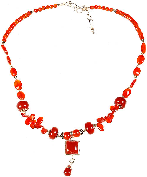 Carnelian Necklace with Dangle