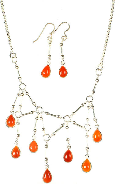 Carnelian Necklace with Matching Earrings