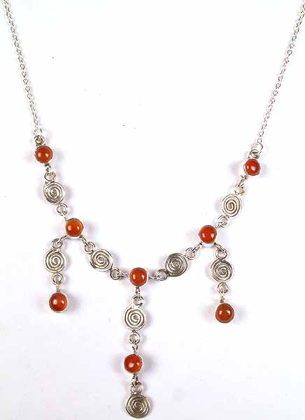 Carnelian Necklace with Spirals