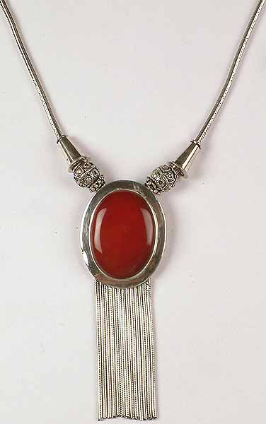 Carnelian Necklace with Sterling Showers