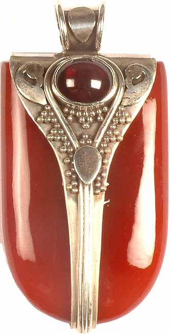 Carnelian Pendant with Garnet