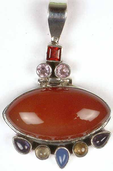 Carnelian Pendant with Gemstones