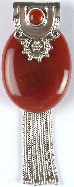 Carnelian Pendant with Sterling Showers