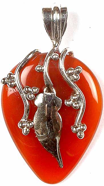 Carnelian Pendant with Sterling Vines