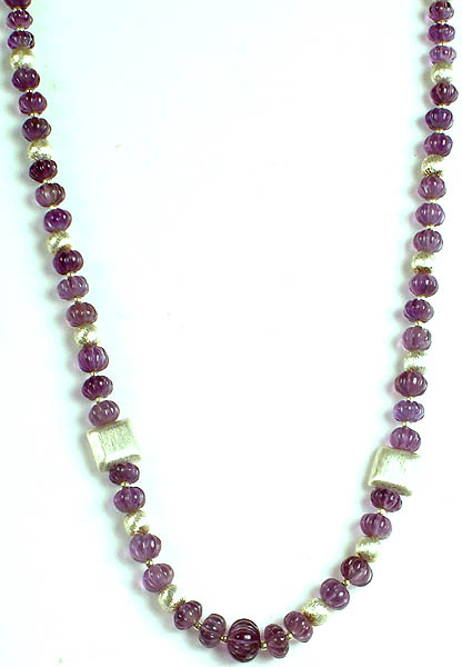 Carved Amethyst Beaded Necklace
