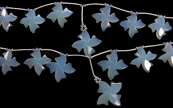 Carved Blue Chalcedony Flowers