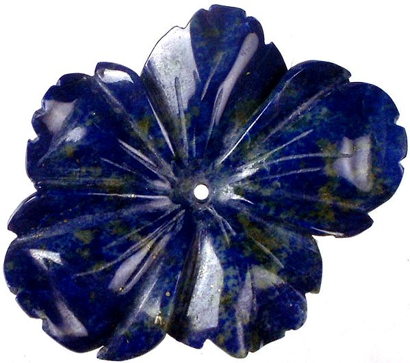 Carved Lapis Flower with Central Hole