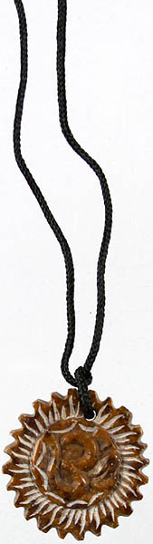 Carved Om (AUM) Necklace with Black Cord