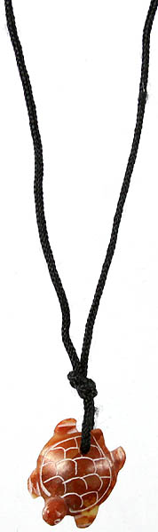 Carved Tortoise Necklace with Black Cord