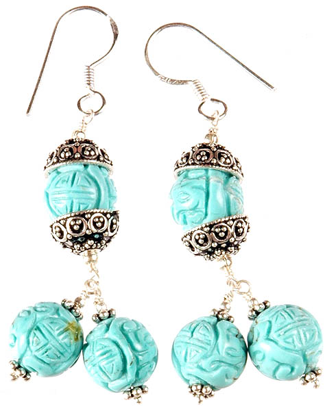 Carved Turquoise Earrings