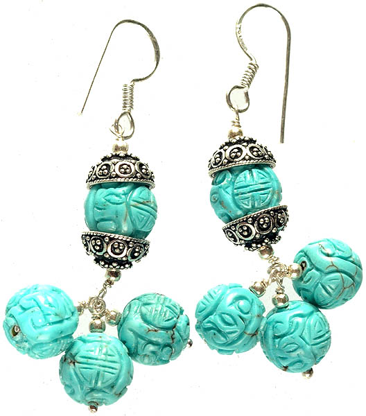 Carved Turquoise Earrings