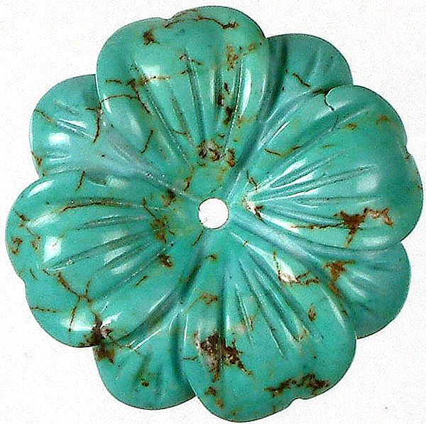 Carved Turquoise Flowers (Drilled Centrally)