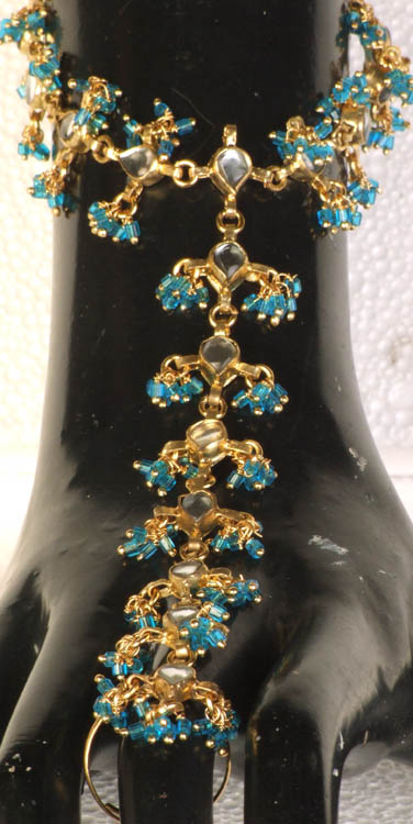 Cerulean Kundan Slave Bracelet with Glass Beads