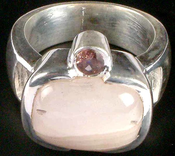 Chalcedony Ring with Cubic Zirconia