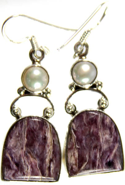 Chaorite Earrings with Pearl