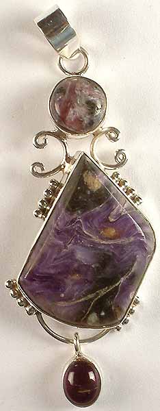 Chaorite Pendant with Dangling Amethyst
