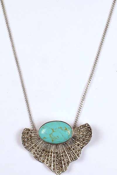 Charming Turquoise Necklace with Marcasite